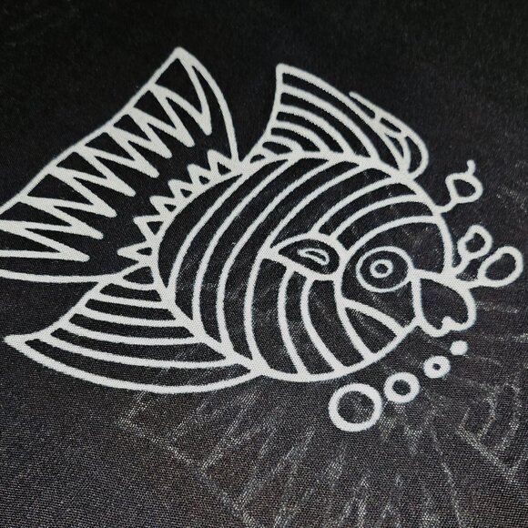 PUNTA CANA B&W WRAP with FISH MOTIF from DOMINICAN REPUBLIC--PERFECT BEACH VIBE - Picture 7 of 14